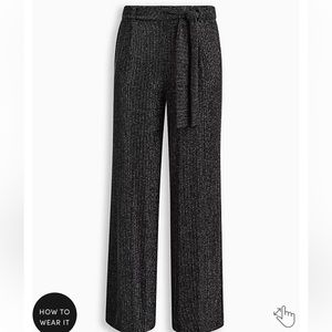 Pull-On Wide Leg Stretch Lurex High-Waist Pants